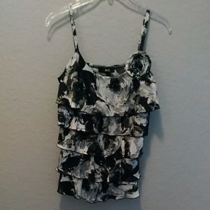 Black and white ruffle top
